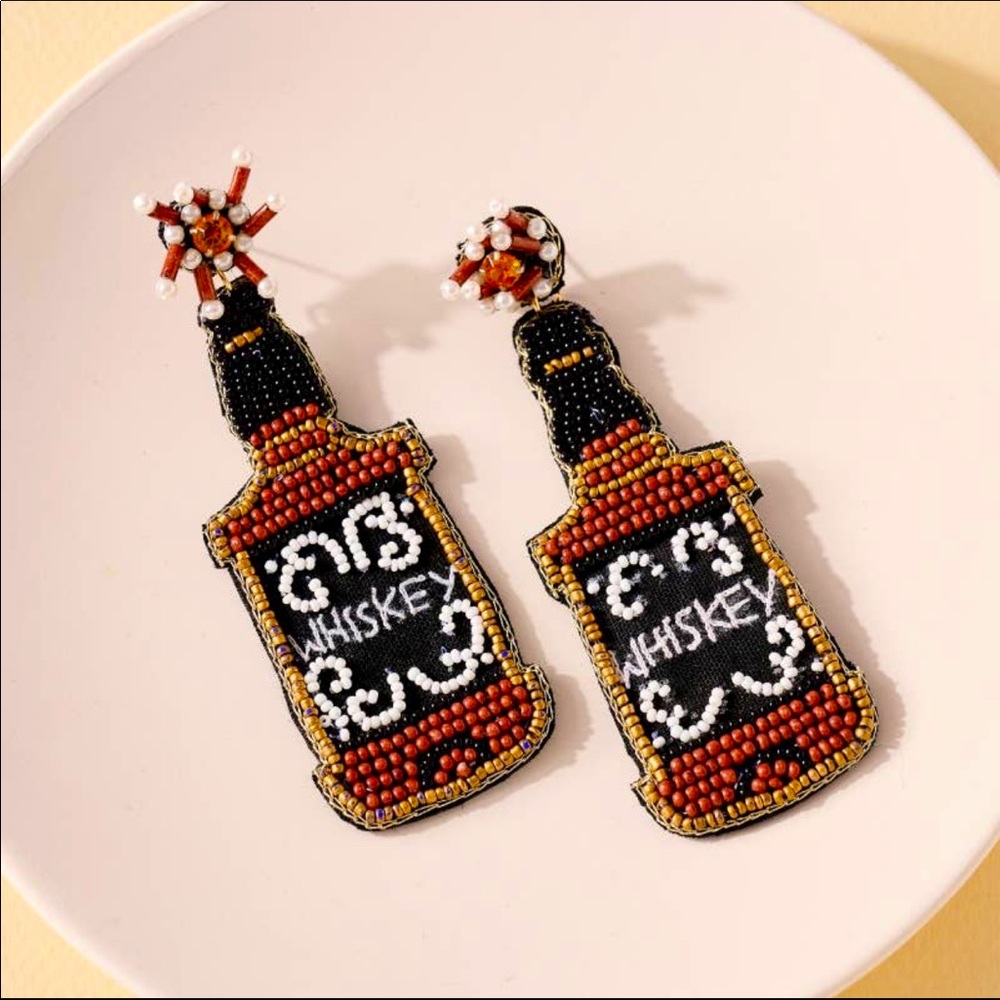 Whiskey Bottle Dangling Earrings